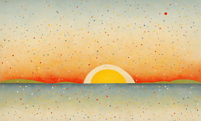 JPG 바다 백그라운드 일러스트 자연 하늘 초원 사람없음 컬러풀 태양 일출 국내일러스트 AI일러스트 AI콘텐츠 자연요소 컬러 노을 생태계 파일형식