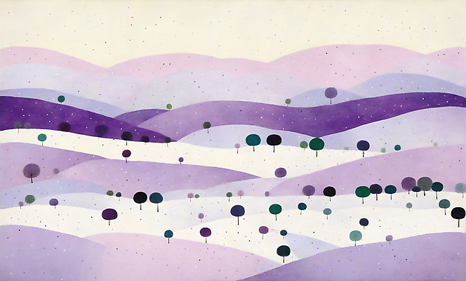 JPG 나무 백그라운드 일러스트 자연 하늘 산 초원 사람없음 보라색 국내일러스트 AI일러스트 AI콘텐츠 식물 컬러 생태계 파일형식