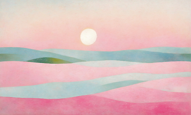 JPG 나무 분홍색 백그라운드 일러스트 자연 하늘 산 초원 사람없음 태양 일출 국내일러스트 AI일러스트 AI콘텐츠 자연요소 식물 컬러 노을 생태계 파일형식