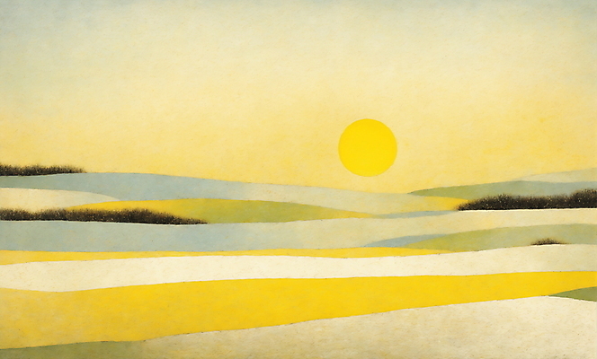 JPG 백그라운드 일러스트 자연 하늘 산 초원 사람없음 태양 노란색 일출 국내일러스트 AI일러스트 AI콘텐츠 자연요소 컬러 노을 생태계 파일형식