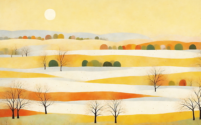 JPG 나무 백그라운드 일러스트 자연 하늘 산 초원 사람없음 태양 일출 주황색 국내일러스트 AI일러스트 AI콘텐츠 자연요소 식물 컬러 노을 생태계 파일형식