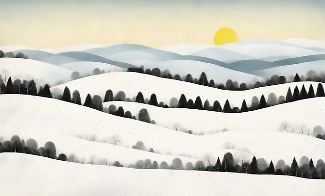 JPG 나무 백그라운드 일러스트 자연 하늘 산 초원 사람없음 태양 일출 흰색 국내일러스트 AI일러스트 AI콘텐츠 자연요소 식물 컬러 노을 생태계 파일형식