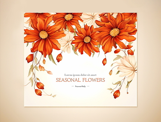 PSD 편집이미지 꽃 프레임 사람없음 주황색 가을 디지털합성 편집소스 이미지편집 식물 계절 컬러 파일형식