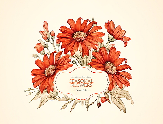 PSD 편집이미지 꽃 프레임 사람없음 주황색 가을 디지털합성 편집소스 이미지편집 식물 계절 컬러 파일형식