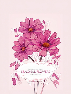 PSD 편집이미지 꽃 분홍색 프레임 사람없음 가을 디지털합성 편집소스 이미지편집 식물 계절 컬러 파일형식