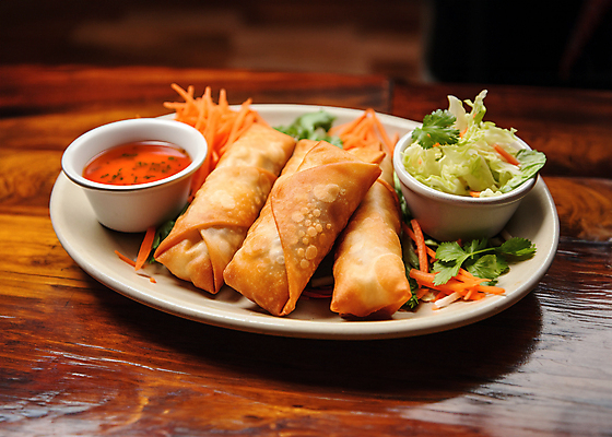 JPG 편집이미지 접시 음식 사람없음 소스 디지털합성 동남아음식 베트남음식 스프링롤 춘권 편집소스 편집실사 AI포토 AI콘텐츠 식기 중식 양념 CG 파일형식