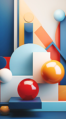 JPG 편집이미지 백그라운드 추상 사람없음 파란색 3D 사각형 주황색 원형 디지털합성 입체도형 편집3D AI컴퓨터그래픽 AI콘텐츠 도형 컬러 무늬 입체 파일형식