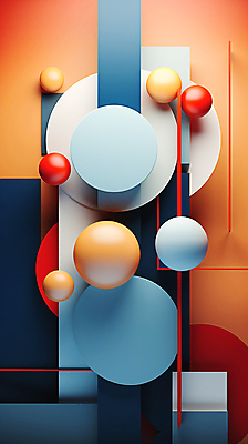 JPG 편집이미지 선 백그라운드 추상 사람없음 파란색 3D 사각형 주황색 원형 디지털합성 입체도형 편집3D AI컴퓨터그래픽 AI콘텐츠 도형 컬러 무늬 입체 파일형식