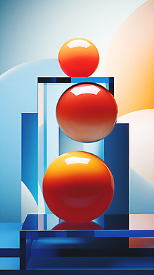 JPG 편집이미지 백그라운드 추상 사람없음 파란색 3D 사각형 주황색 원형 디지털합성 입체도형 편집3D AI컴퓨터그래픽 AI콘텐츠 도형 컬러 무늬 입체 파일형식