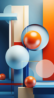 JPG 편집이미지 백그라운드 추상 사람없음 파란색 3D 사각형 주황색 원형 디지털합성 입체도형 편집3D AI컴퓨터그래픽 AI콘텐츠 도형 컬러 무늬 입체 파일형식