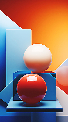 JPG 편집이미지 백그라운드 추상 사람없음 파란색 3D 사각형 주황색 원형 디지털합성 입체도형 편집3D AI컴퓨터그래픽 AI콘텐츠 도형 컬러 무늬 입체 파일형식