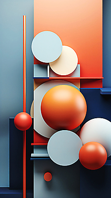 JPG 편집이미지 백그라운드 추상 사람없음 파란색 3D 사각형 주황색 원형 디지털합성 입체도형 편집3D AI컴퓨터그래픽 AI콘텐츠 도형 컬러 무늬 입체 파일형식