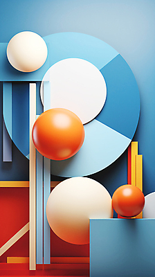 JPG 편집이미지 백그라운드 추상 사람없음 파란색 3D 사각형 주황색 원형 디지털합성 입체도형 편집3D AI컴퓨터그래픽 AI콘텐츠 도형 컬러 무늬 입체 파일형식