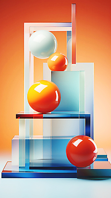 JPG 편집이미지 백그라운드 추상 사람없음 파란색 3D 사각형 주황색 원형 디지털합성 입체도형 편집3D AI컴퓨터그래픽 AI콘텐츠 도형 컬러 무늬 입체 파일형식