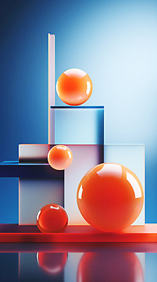 JPG 편집이미지 백그라운드 추상 사람없음 파란색 3D 사각형 주황색 원형 디지털합성 입체도형 편집3D AI컴퓨터그래픽 AI콘텐츠 도형 컬러 무늬 입체 파일형식