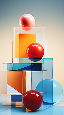 JPG 편집이미지 백그라운드 추상 사람없음 파란색 3D 사각형 주황색 원형 디지털합성 입체도형 편집3D AI컴퓨터그래픽 AI콘텐츠 도형 컬러 무늬 입체 파일형식