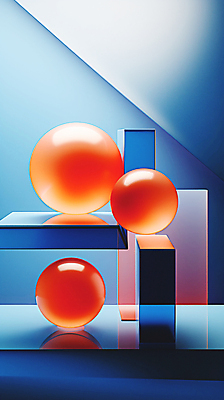 JPG 편집이미지 백그라운드 추상 사람없음 파란색 3D 사각형 주황색 원형 디지털합성 입체도형 편집3D AI컴퓨터그래픽 AI콘텐츠 도형 컬러 무늬 입체 파일형식