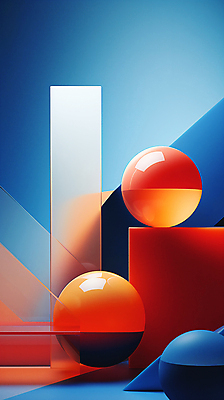 JPG 편집이미지 백그라운드 추상 사람없음 파란색 3D 사각형 주황색 원형 디지털합성 입체도형 편집3D AI컴퓨터그래픽 AI콘텐츠 도형 컬러 무늬 입체 파일형식