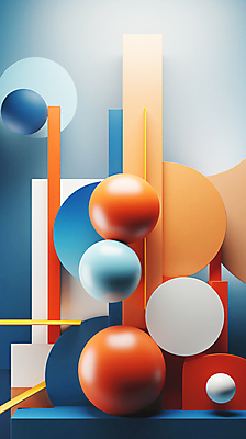 JPG 편집이미지 백그라운드 추상 사람없음 파란색 3D 사각형 주황색 원형 디지털합성 입체도형 편집3D AI컴퓨터그래픽 AI콘텐츠 도형 컬러 무늬 입체 파일형식