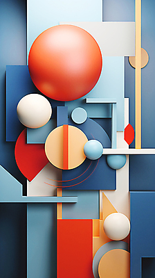 JPG 편집이미지 백그라운드 추상 사람없음 파란색 3D 사각형 주황색 원형 디지털합성 입체도형 편집3D AI컴퓨터그래픽 AI콘텐츠 도형 컬러 무늬 입체 파일형식