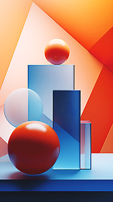 JPG 편집이미지 백그라운드 추상 사람없음 파란색 3D 사각형 주황색 원형 디지털합성 입체도형 편집3D AI컴퓨터그래픽 AI콘텐츠 도형 컬러 무늬 입체 파일형식