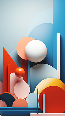 JPG 편집이미지 백그라운드 추상 사람없음 파란색 3D 사각형 주황색 원형 디지털합성 입체도형 편집3D AI컴퓨터그래픽 AI콘텐츠 도형 컬러 무늬 입체 파일형식