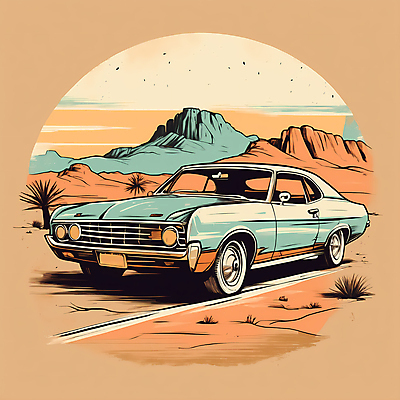 JPG 도로 교통수단 일러스트 자동차 산 사람없음 사막 빈티지 디지털합성 빈티지배경 서부 국내일러스트 AI일러스트 AI콘텐츠 길 육상교통 백그라운드 교통 컨셉 교통시설 파일형식