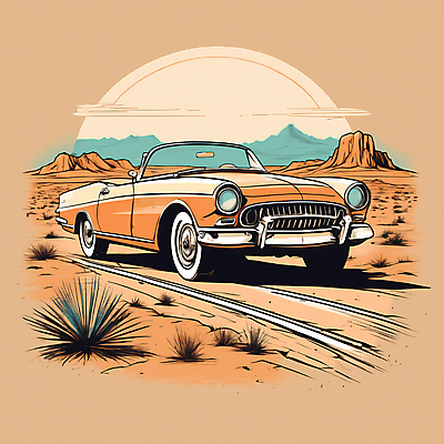 JPG 도로 교통수단 일러스트 자동차 산 사람없음 사막 빈티지 디지털합성 빈티지배경 서부 국내일러스트 AI일러스트 AI콘텐츠 길 육상교통 백그라운드 교통 컨셉 교통시설 파일형식