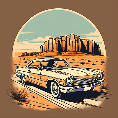 JPG 도로 교통수단 일러스트 자동차 산 사람없음 사막 빈티지 디지털합성 빈티지배경 서부 국내일러스트 AI일러스트 AI콘텐츠 길 육상교통 백그라운드 교통 컨셉 교통시설 파일형식