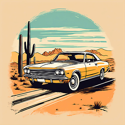 JPG 도로 교통수단 일러스트 자동차 산 선인장 사람없음 사막 빈티지 디지털합성 빈티지배경 서부 국내일러스트 AI일러스트 AI콘텐츠 식물 길 육상교통 백그라운드 교통 컨셉 교통시설 파일형식