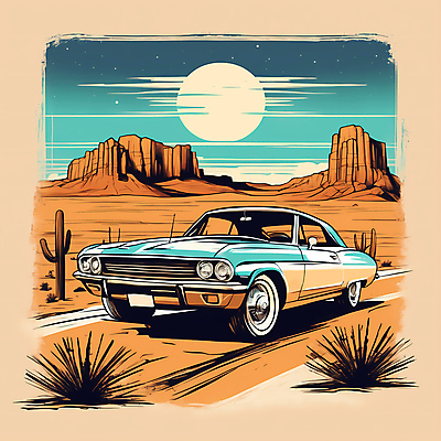 JPG 도로 교통수단 일러스트 자동차 산 선인장 사람없음 태양 사막 빈티지 디지털합성 빈티지배경 서부 국내일러스트 AI일러스트 AI콘텐츠 자연요소 식물 길 육상교통 백그라운드 교통 컨셉 교통시설 파일형식