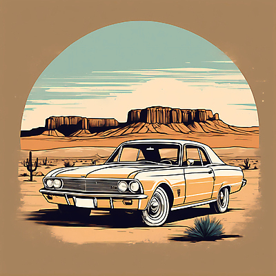 JPG 도로 교통수단 일러스트 자동차 산 사람없음 사막 빈티지 디지털합성 빈티지배경 서부 국내일러스트 AI일러스트 AI콘텐츠 길 육상교통 백그라운드 교통 컨셉 교통시설 파일형식