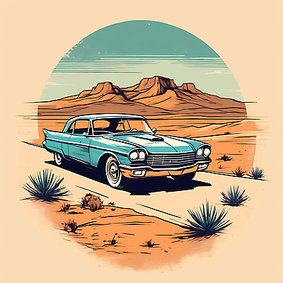 JPG 도로 교통수단 일러스트 자동차 산 사람없음 사막 빈티지 디지털합성 빈티지배경 서부 국내일러스트 AI일러스트 AI콘텐츠 길 육상교통 백그라운드 교통 컨셉 교통시설 파일형식