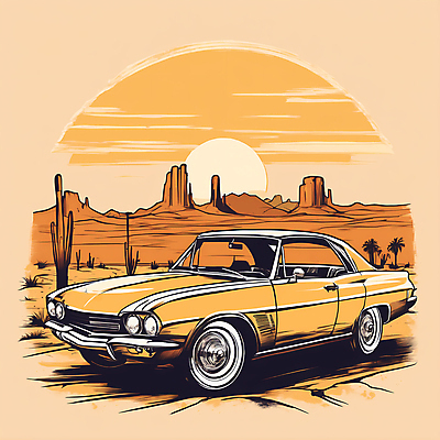 JPG 도로 교통수단 일러스트 자동차 산 사람없음 태양 사막 빈티지 디지털합성 빈티지배경 서부 국내일러스트 AI일러스트 AI콘텐츠 자연요소 길 육상교통 백그라운드 교통 컨셉 교통시설 파일형식