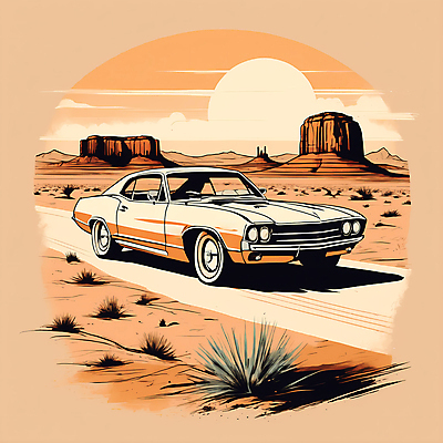 JPG 도로 교통수단 일러스트 자동차 산 사람없음 태양 사막 빈티지 디지털합성 빈티지배경 서부 국내일러스트 AI일러스트 AI콘텐츠 자연요소 길 육상교통 백그라운드 교통 컨셉 교통시설 파일형식