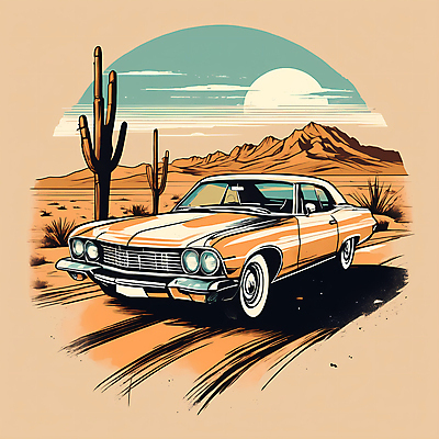 JPG 도로 교통수단 일러스트 자동차 산 선인장 사람없음 태양 사막 빈티지 디지털합성 빈티지배경 서부 국내일러스트 AI일러스트 AI콘텐츠 자연요소 식물 길 육상교통 백그라운드 교통 컨셉 교통시설 파일형식