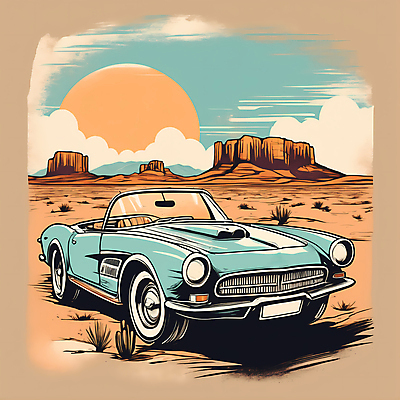 JPG 도로 교통수단 일러스트 자동차 산 사람없음 태양 사막 빈티지 디지털합성 빈티지배경 서부 국내일러스트 AI일러스트 AI콘텐츠 자연요소 길 육상교통 백그라운드 교통 컨셉 교통시설 파일형식
