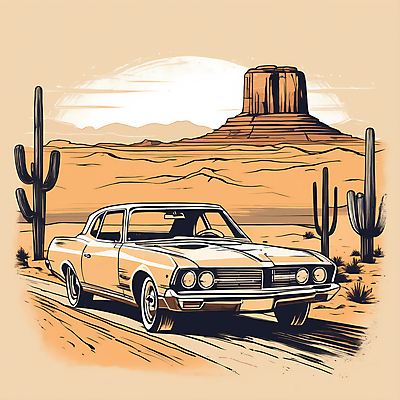 JPG 도로 교통수단 일러스트 자동차 산 선인장 사람없음 태양 사막 빈티지 디지털합성 빈티지배경 서부 국내일러스트 AI일러스트 AI콘텐츠 자연요소 식물 길 육상교통 백그라운드 교통 컨셉 교통시설 파일형식