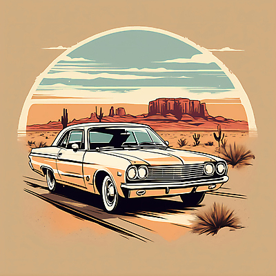 JPG 도로 교통수단 일러스트 자동차 산 선인장 사람없음 사막 빈티지 디지털합성 빈티지배경 서부 국내일러스트 AI일러스트 AI콘텐츠 식물 길 육상교통 백그라운드 교통 컨셉 교통시설 파일형식