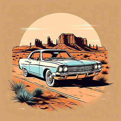 JPG 도로 교통수단 일러스트 자동차 산 사람없음 사막 빈티지 디지털합성 빈티지배경 서부 국내일러스트 AI일러스트 AI콘텐츠 길 육상교통 백그라운드 교통 컨셉 교통시설 파일형식