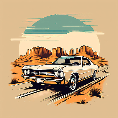 JPG 도로 교통수단 일러스트 자동차 산 사람없음 사막 빈티지 디지털합성 빈티지배경 서부 국내일러스트 AI일러스트 AI콘텐츠 길 육상교통 백그라운드 교통 컨셉 교통시설 파일형식