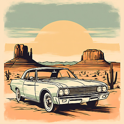 JPG 도로 교통수단 일러스트 자동차 산 선인장 사람없음 태양 사막 빈티지 디지털합성 빈티지배경 서부 국내일러스트 AI일러스트 AI콘텐츠 자연요소 식물 길 육상교통 백그라운드 교통 컨셉 교통시설 파일형식