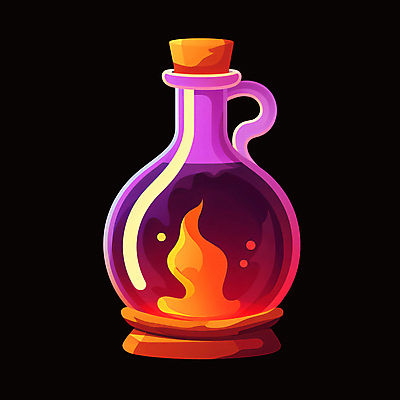 PSD 아이콘 불 유리병 사람없음 판타지 마개 게임 오브젝트 코르크 물약 UI 2D아이콘 자연요소 상상 놀이 병_용기 약 뚜껑 파일형식