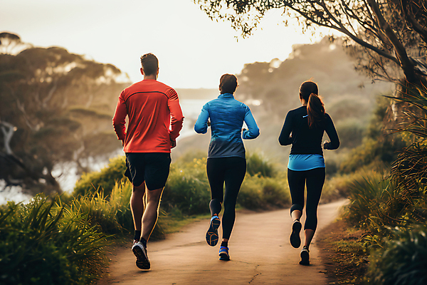 JPG 전신 편집이미지 여자 남자 길 건강 사람 성인 세명 달리기 운동 풀 유산소운동 러닝 성인만 편집실사 AI포토 AI콘텐츠 식물 모션 CG 파일형식