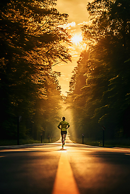 JPG 전신 나무 편집이미지 도로 건강 한명 사람 성인 뒷모습 달리기 운동 주황색 일몰 유산소운동 러닝 성인한명만 편집실사 AI포토 AI콘텐츠 식물 1 길 뷰포인트 컬러 교통시설 모션 노을 CG 성인만 파일형식