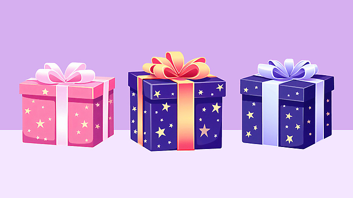 PSD 리본 패턴 일러스트 포장 선물 이벤트 사람없음 선물상자 상자 보라색 오브젝트 패키지 서프라이즈 국내일러스트 컬러 컨셉 무늬 파일형식