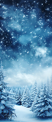 JPG 나무 길 백그라운드 겨울 일러스트 밤하늘 사람없음 파란색 설원 눈 전나무 겨울풍경 국내일러스트 AI일러스트 AI콘텐츠 자연요소 식물 계절 컬러 하늘 날씨 눈_날씨 풍경 야간 파일형식