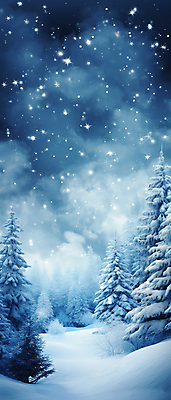 JPG 나무 길 백그라운드 겨울 일러스트 밤하늘 사람없음 파란색 설원 눈 전나무 겨울풍경 국내일러스트 AI일러스트 AI콘텐츠 자연요소 식물 계절 컬러 하늘 날씨 눈_날씨 풍경 야간 파일형식