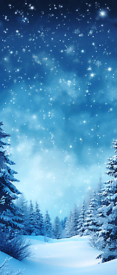 JPG 나무 길 백그라운드 겨울 일러스트 밤하늘 사람없음 파란색 설원 눈 전나무 겨울풍경 국내일러스트 AI일러스트 AI콘텐츠 자연요소 식물 계절 컬러 하늘 날씨 눈_날씨 풍경 야간 파일형식