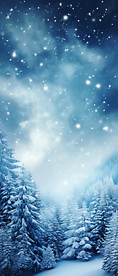 JPG 나무 길 백그라운드 겨울 일러스트 밤하늘 사람없음 파란색 설원 눈 전나무 겨울풍경 국내일러스트 AI일러스트 AI콘텐츠 자연요소 식물 계절 컬러 하늘 날씨 눈_날씨 풍경 야간 파일형식